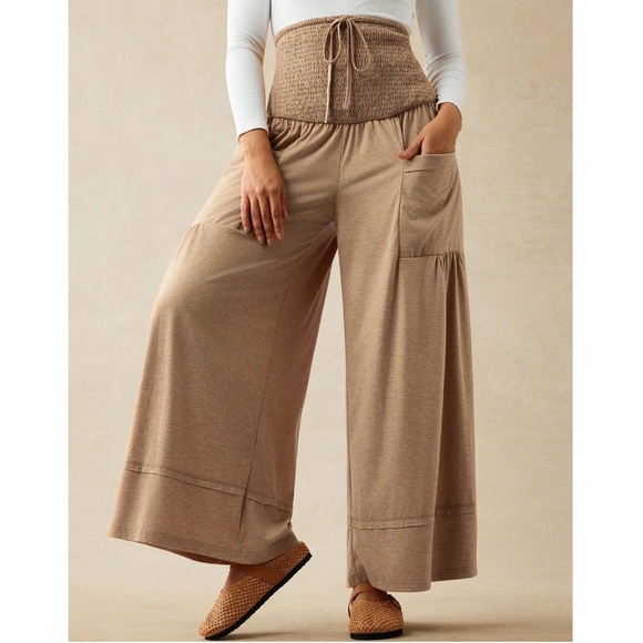 Maternity Stretchy Waist Pockets Wide leg pants - Picture 1 of 8